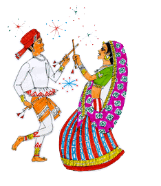 Navaratri Dhandiya Dancing during night.
